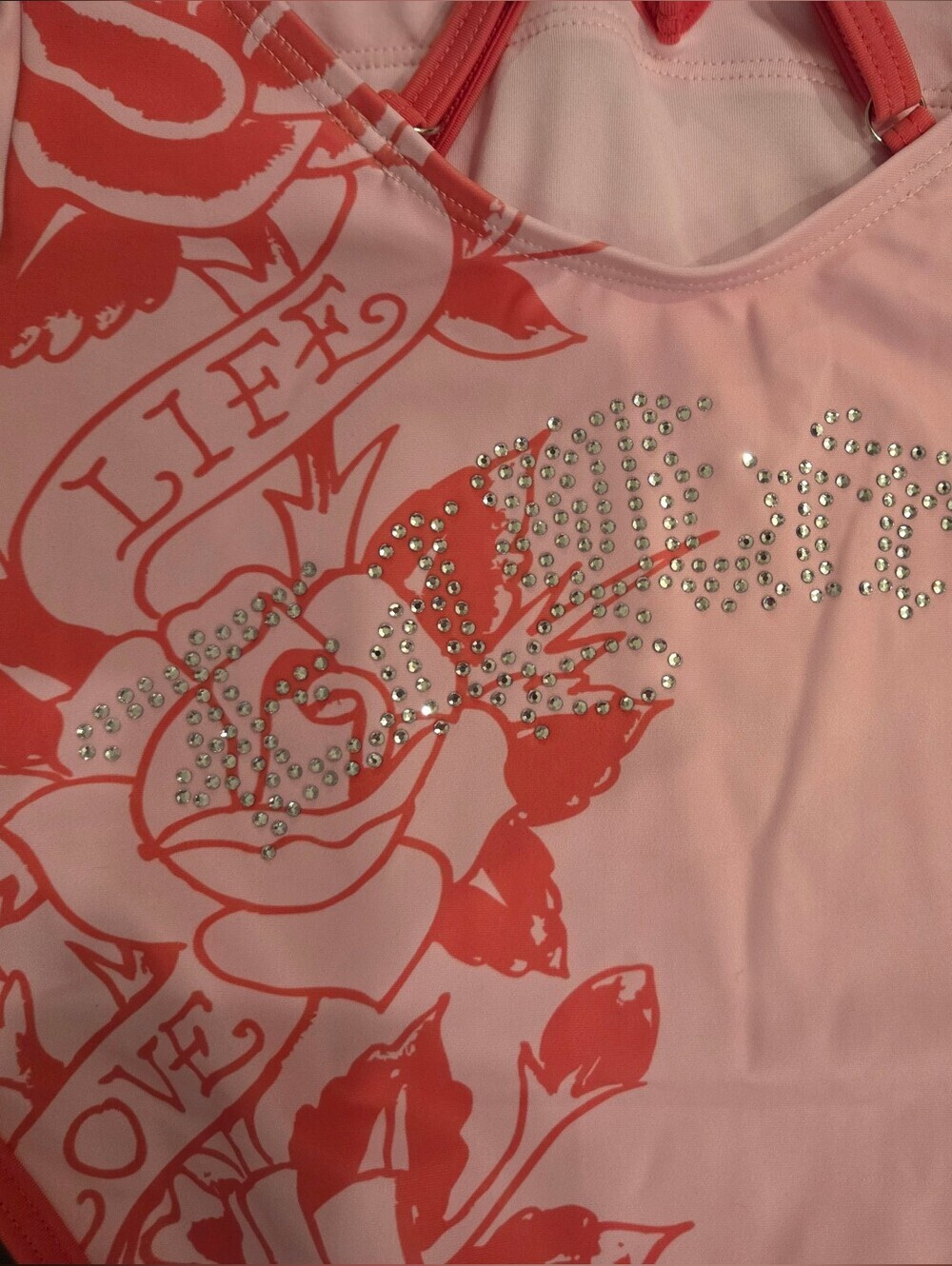 NWT Ed Hardy "Cherry Blossom" One-Piece Swimsuit Tiger Light Pink - Picture 8 of 10